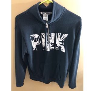 Black Tropical Quarter Zip Sweatshirt (VS Pink)